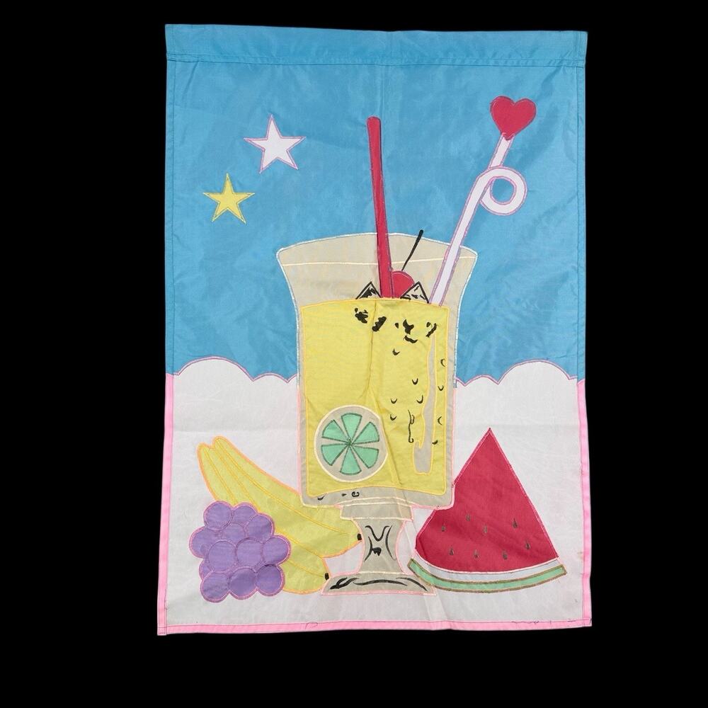 Vtg Colorful Smoothie Fruit Outdoor Yard Banner House Flag Summer Party - Picture 5 of 7
